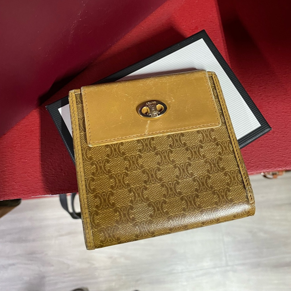 Celine Monogram Leather Wallet Preowned Card Holder
